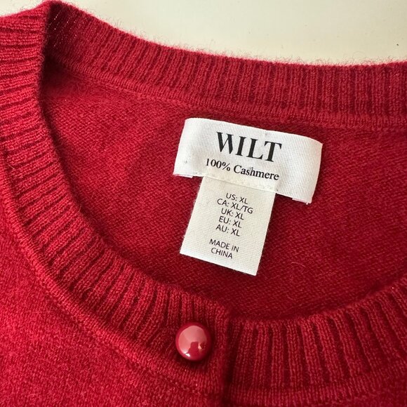 WILT Karanda Red Cashmere Bobble Button Cardigan Sweater - Picture 6 of 7